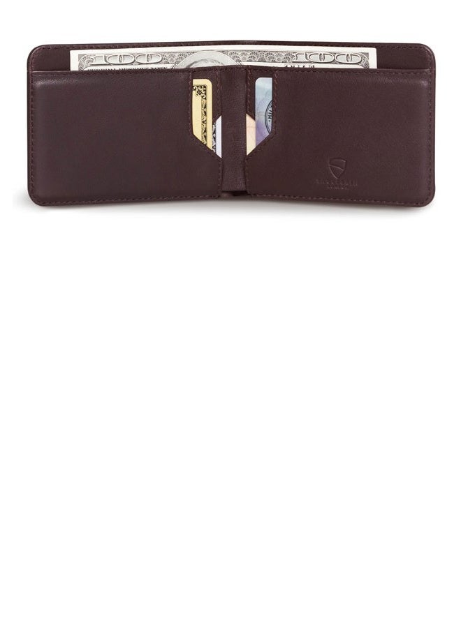 Vaultskin MANHATTAN Slim RFID Blocking Bifold Leather Wallet for Men - Minimalist Front Pocket Card Holder, Holds 9 Cards & Cash, Premium Italian Leather (Brown) - Image 4
